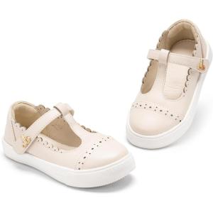 THEE BRON Toddler Girls Casual Sneakers Stylish Comfy T-Strap Everyday Shoes(As534-cinnamon Apricot)