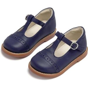 THEE BRON Vintage Cutout Whispering Petal Filigree T-Strap Mary Jane Oxfords for Little Girls(Ax408-navy Blue)