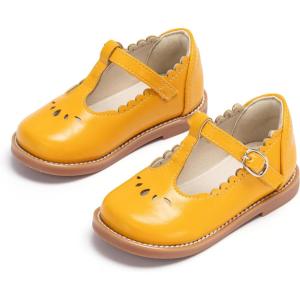 THEE BRON Vintage Cutout Whispering Petal Filigree T-Strap Mary Jane Oxfords for Little Girls(Ax410-coral Orange)