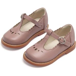 THEE BRON Vintage Cutout Whispering Petal Filigree T-Strap Mary Jane Oxfords for Little Girls(Ax410-vintage Pink)