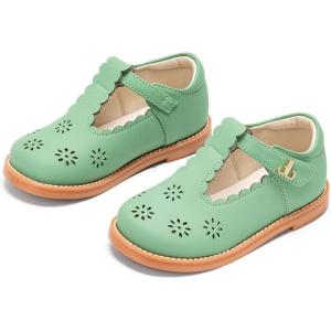 THEE BRON Vintage Cutout Whispering Petal Filigree T-Strap Mary Jane Oxfords for Little Girls(Ax504-mint Green)