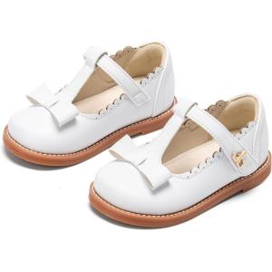 THEE BRON Vintage Cutout Whispering Petal Filigree T-Strap Mary Jane Oxfords for Little Girls(Ax512-vanilla White)