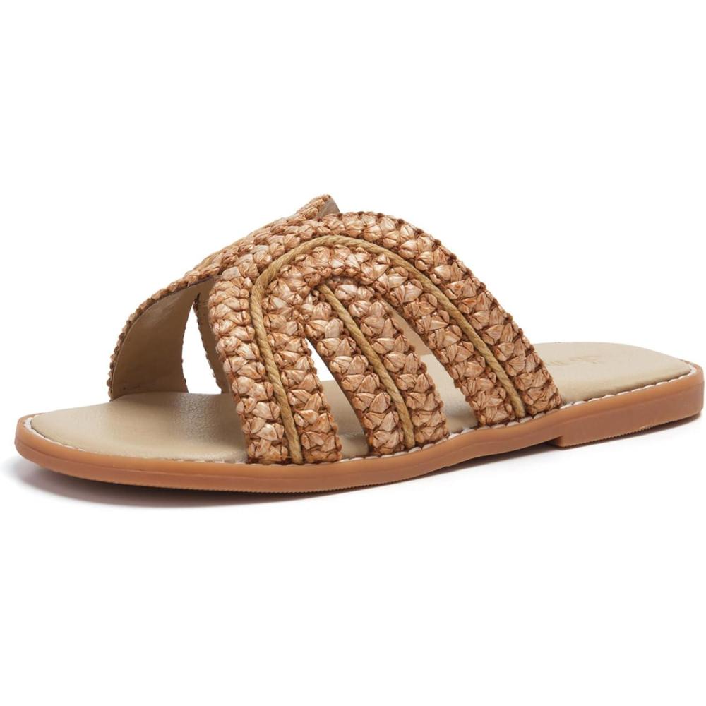 imageTHEE BRON Princess Dress Slippers Slides Sandals for Little GirlsAa566braided Brown