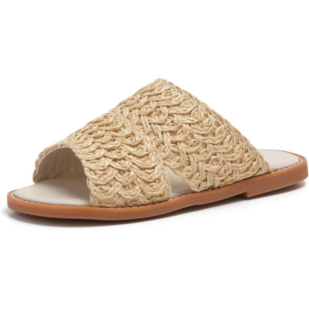 imageTHEE BRON Princess Dress Slippers Slides Sandals for Little GirlsAa568strawwoven Beige