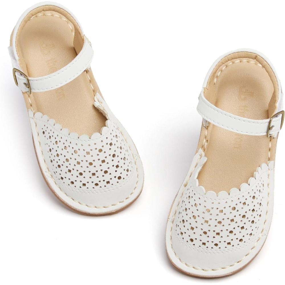 imageTHEE BRON Toddler Girl Vintage ClosedToe Sandals Genuine Leather Rustic Summer Shoes for 18 Years Size 513Aa426arctic White