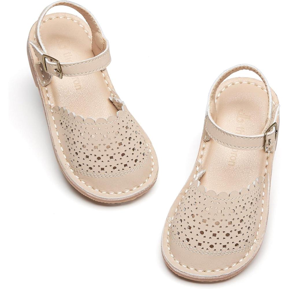 imageTHEE BRON Toddler Girl Vintage ClosedToe Sandals Genuine Leather Rustic Summer Shoes for 18 Years Size 513Aa426walkers Beige