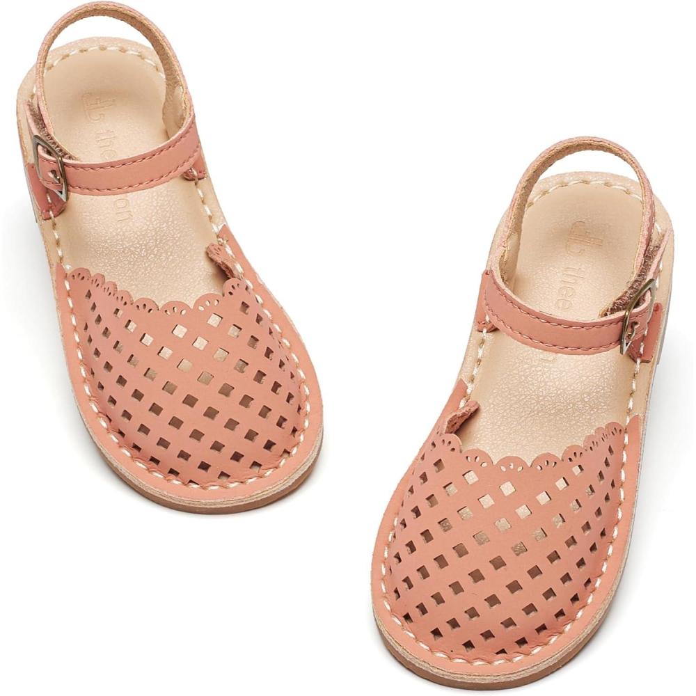 imageTHEE BRON Toddler Girl Vintage ClosedToe Sandals Genuine Leather Rustic Summer Shoes for 18 Years Size 513Aa432peach Brown