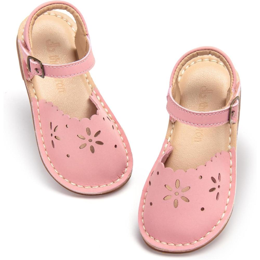 imageTHEE BRON Toddler Girl Vintage ClosedToe Sandals Genuine Leather Rustic Summer Shoes for 18 Years Size 513Aa536peach Pink