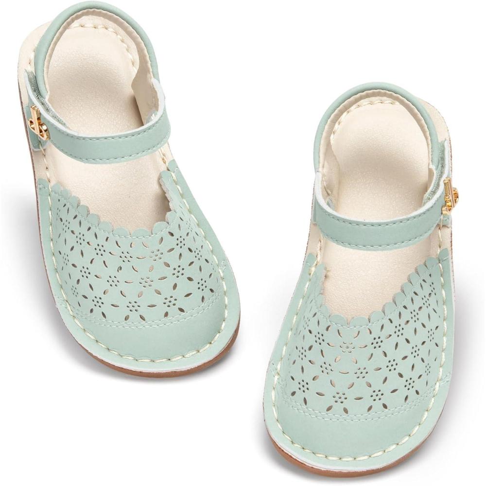imageTHEE BRON Toddler Girl Vintage ClosedToe Sandals Genuine Leather Rustic Summer Shoes for 18 Years Size 513Aa554mint Green