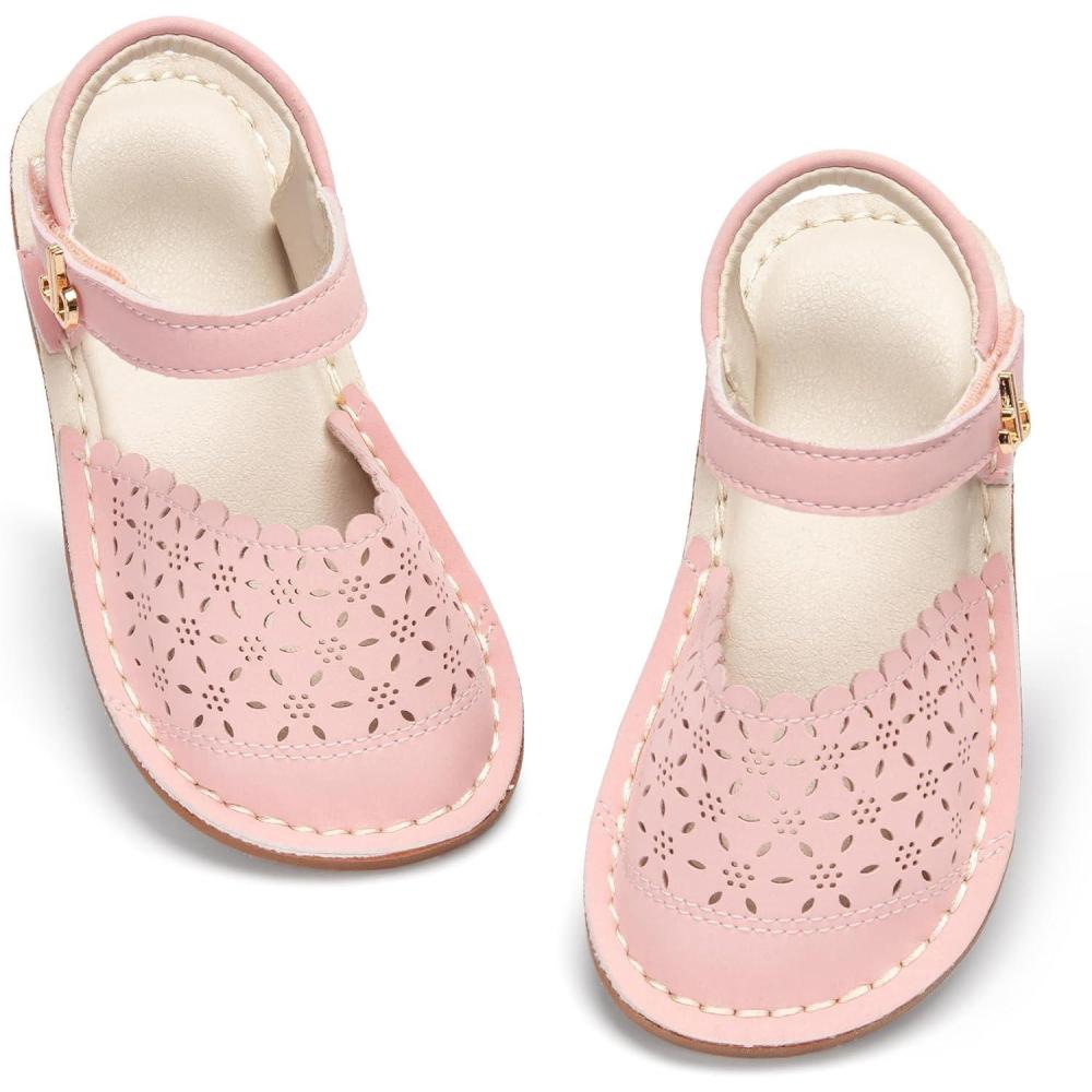 imageTHEE BRON Toddler Girl Vintage ClosedToe Sandals Genuine Leather Rustic Summer Shoes for 18 Years Size 513Aa554soft Rose