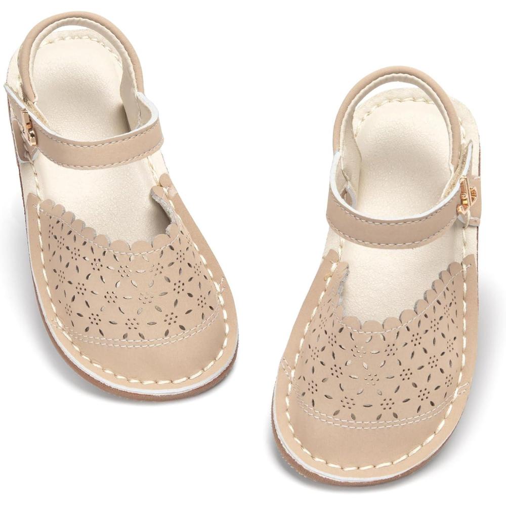 imageTHEE BRON Toddler Girl Vintage ClosedToe Sandals Genuine Leather Rustic Summer Shoes for 18 Years Size 513Aa554sunset Beige