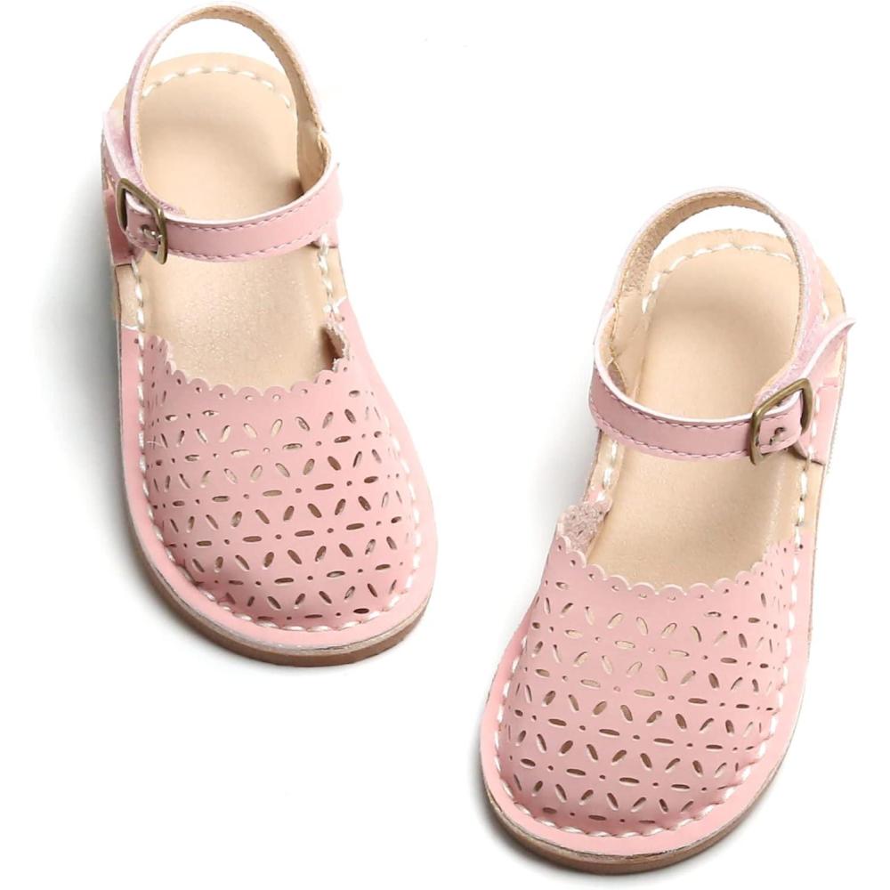 imageTHEE BRON Toddler Girl Vintage ClosedToe Sandals Genuine Leather Rustic Summer Shoes for 18 Years Size 513Tb2240blush Pink