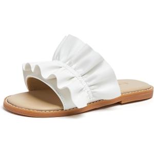 THEE BRON Princess Dress Slippers Slides Sandals for Little Girls(Aa380-cloud White)