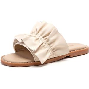 THEE BRON Princess Dress Slippers Slides Sandals for Little Girls(Aa380-creamy Nude)