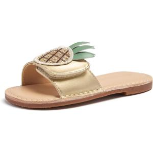 THEE BRON Princess Dress Slippers Slides Sandals for Little Girls(Aa548-pineapple Gold)