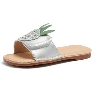 THEE BRON Princess Dress Slippers Slides Sandals for Little Girls(Aa548-pineapple Silver)