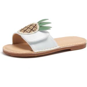 THEE BRON Princess Dress Slippers Slides Sandals for Little Girls(Aa548-pineapple White)