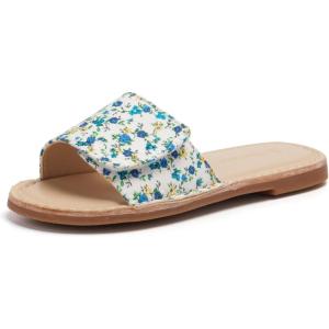 THEE BRON Princess Dress Slippers Slides Sandals for Little Girls(Aa560-floral Blue)