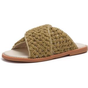 THEE BRON Princess Dress Slippers Slides Sandals for Little Girls(Aa564-threaded Green)