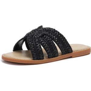 THEE BRON Princess Dress Slippers Slides Sandals for Little Girls(Aa566-weave Black)