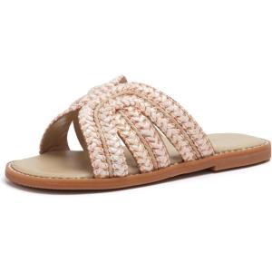 THEE BRON Princess Dress Slippers Slides Sandals for Little Girls(Aa566-wicker White)