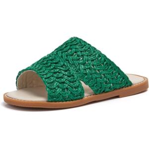 THEE BRON Princess Dress Slippers Slides Sandals for Little Girls(Aa568-latticed Green)