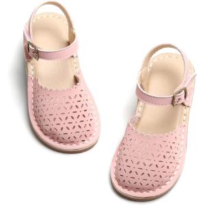 THEE BRON Toddler Girl Vintage Closed-Toe Sandals Genuine Leather Rustic Summer Shoes for 1-8 Years, Size 5-13(Tb2240-blush Pink)