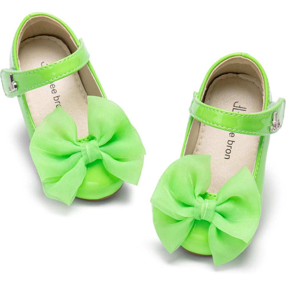 imageTHEE BRON Enchanting Bow Adorned Princess Flats for Toddler Girls Party Dress Up ShoesAf550psprite Green