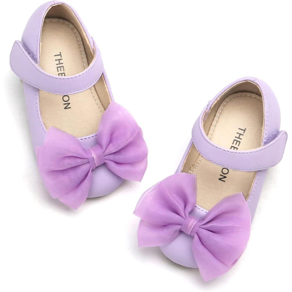 imageTHEE BRON Enchanting Bow Adorned Princess Flats for Toddler Girls Party Dress Up ShoesAg207lavender Purple