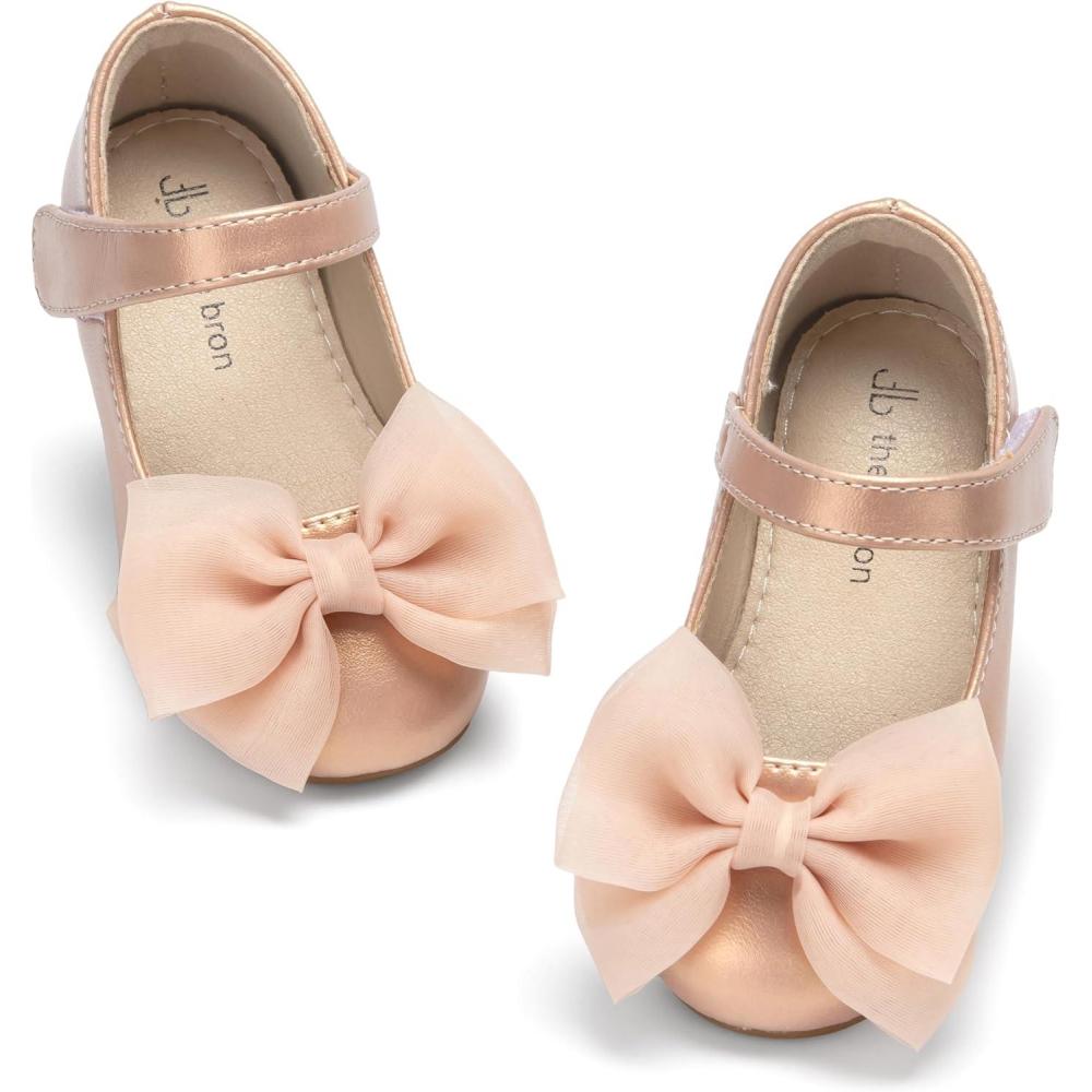 imageTHEE BRON Enchanting Bow Adorned Princess Flats for Toddler Girls Party Dress Up ShoesAg207mirage Rose