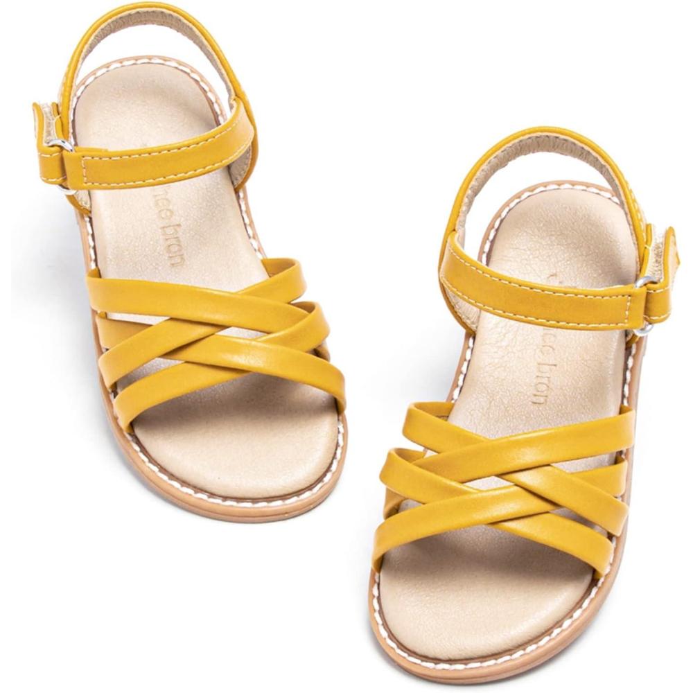 imageTHEE BRON Toddler Girls Sandals Wedding Flower Girl Dress Shoes Summer Open Toe FlatsAa304butterlight Yellow