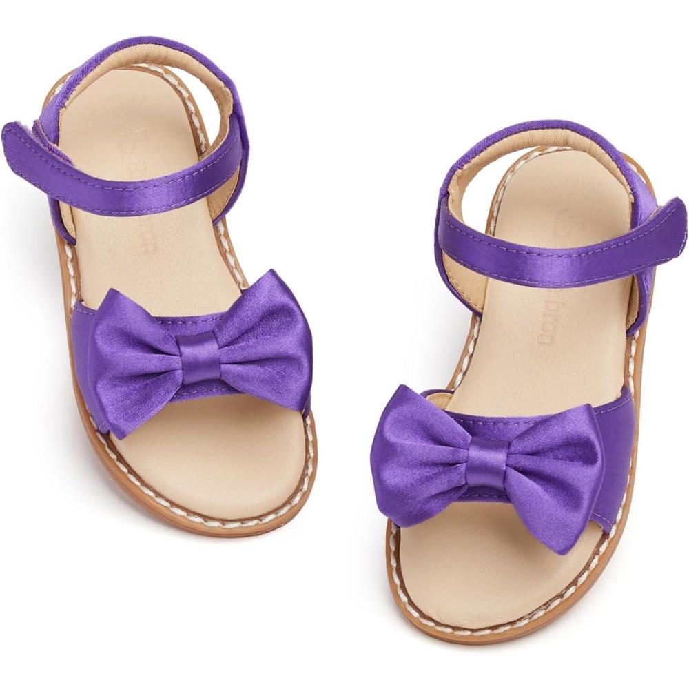 imageTHEE BRON Toddler Girls Sandals Wedding Flower Girl Dress Shoes Summer Open Toe FlatsAa378violet Purple