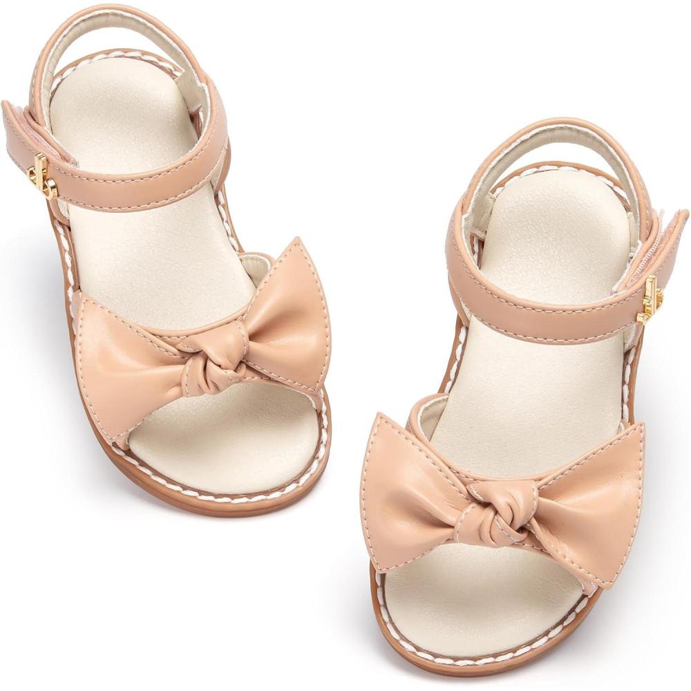 imageTHEE BRON Toddler Girls Sandals Wedding Flower Girl Dress Shoes Summer Open Toe FlatsAa546moonlight Nude