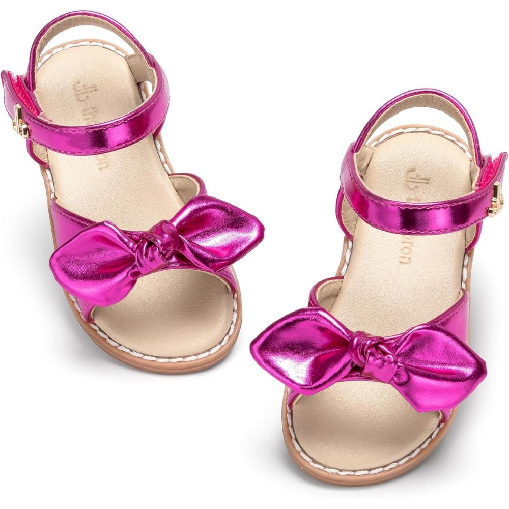 imageTHEE BRON Toddler Girls Sandals Wedding Flower Girl Dress Shoes Summer Open Toe FlatsAa562electric Megenta