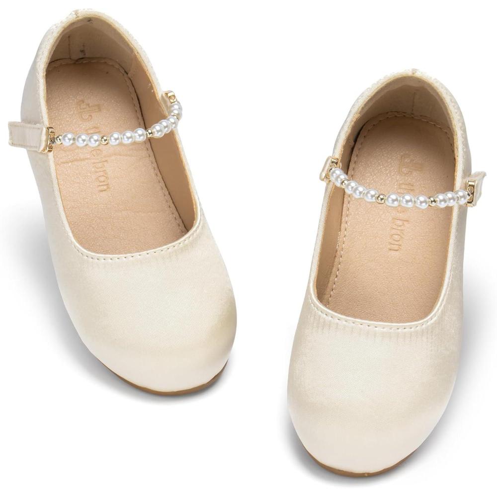 imageTHEE BRON Toddler Mary Janes Ballet Dress Flats Flower Girl Sparkly Pearl ShoesAf402ivory Pearl