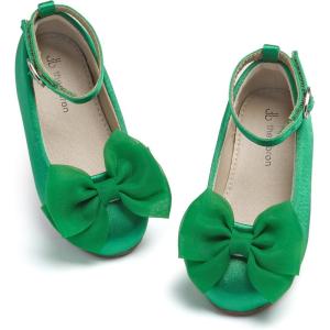 THEE BRON Enchanting Bow Adorned Princess Flats for Toddler Girls Party Dress Up Shoes(Af344-chiffon Green)