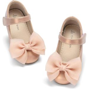 THEE BRON Enchanting Bow Adorned Princess Flats for Toddler Girls Party Dress Up Shoes(Ag207-mirage Rose)