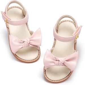 THEE BRON Toddler Girls Sandals Wedding Flower Girl Dress Shoes Summer Open Toe Flats(Aa546-blush Pink)
