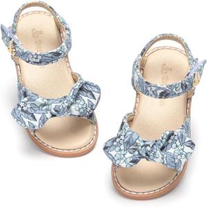 THEE BRON Toddler Girls Sandals Wedding Flower Girl Dress Shoes Summer Open Toe Flats(Aa562-grape Blue)