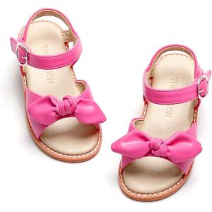 THEE BRON Toddler Girls Sandals Wedding Flower Girl Dress Shoes Summer Open Toe Flats(Tb503-pink)