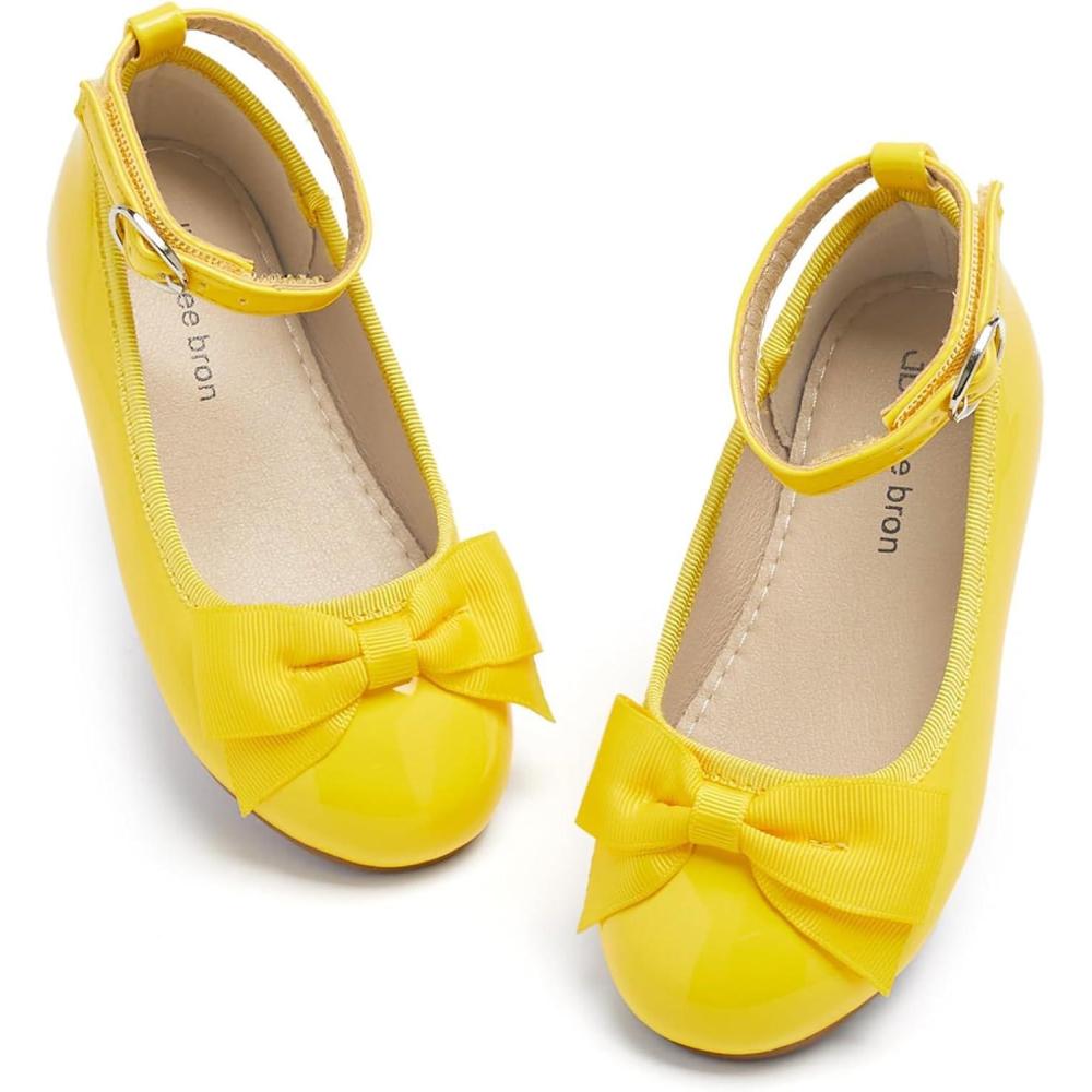 imageGirls Mary Jane Ballet Flats Easy On Strap Dress Shoes for Party WeddingAf342aurora Yellow