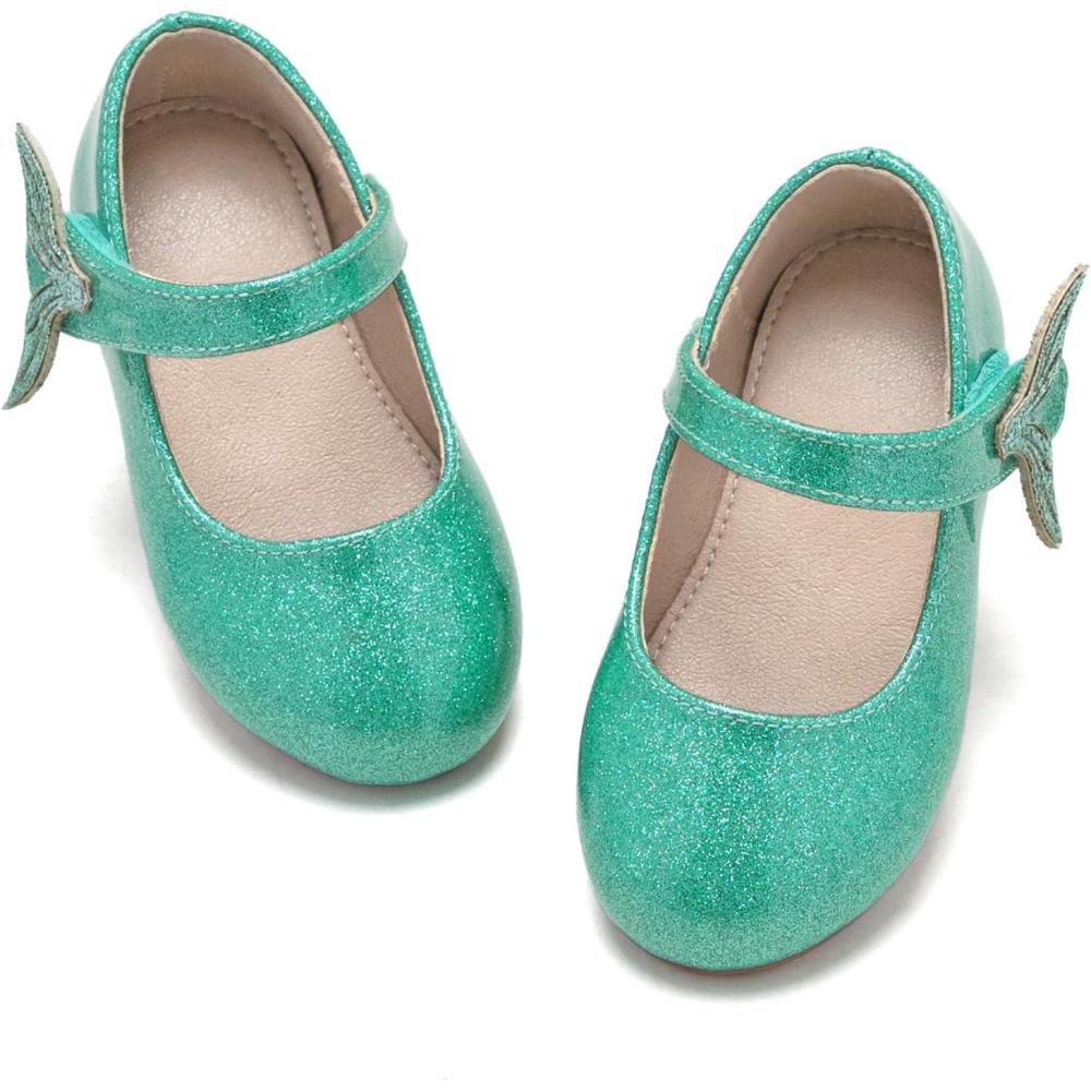 imageGirls Mary Jane Ballet Flats Easy On Strap Dress Shoes for Party WeddingAf422aqua Green