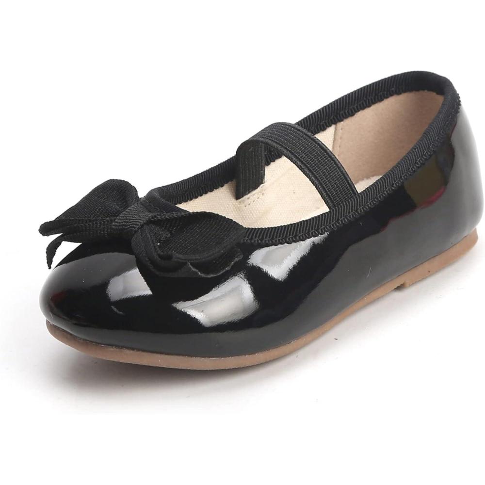 imageGirls Mary Jane Ballet Flats Easy On Strap Dress Shoes for Party WeddingG02midnight Black