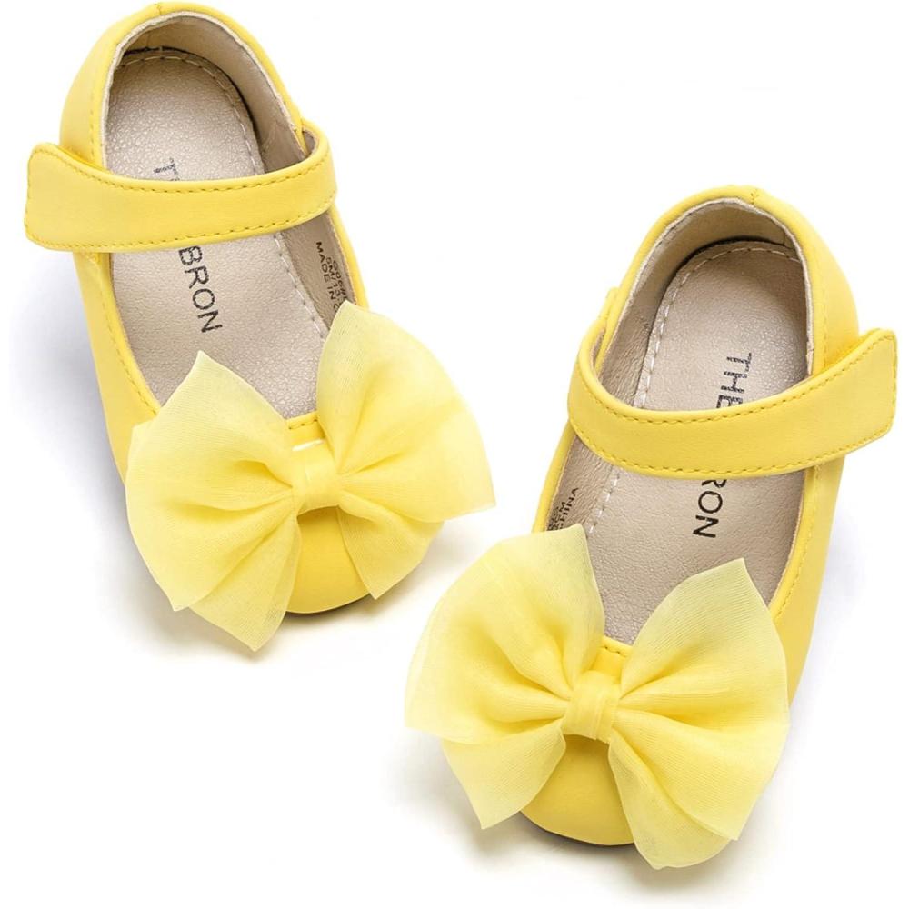 imageGirls Mary Jane Ballet Flats Easy On Strap Dress Shoes for Party WeddingG06aurora Yellow