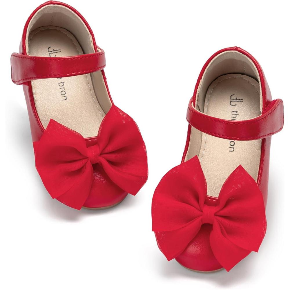imageGirls Mary Jane Ballet Flats Easy On Strap Dress Shoes for Party WeddingG06ruby Red