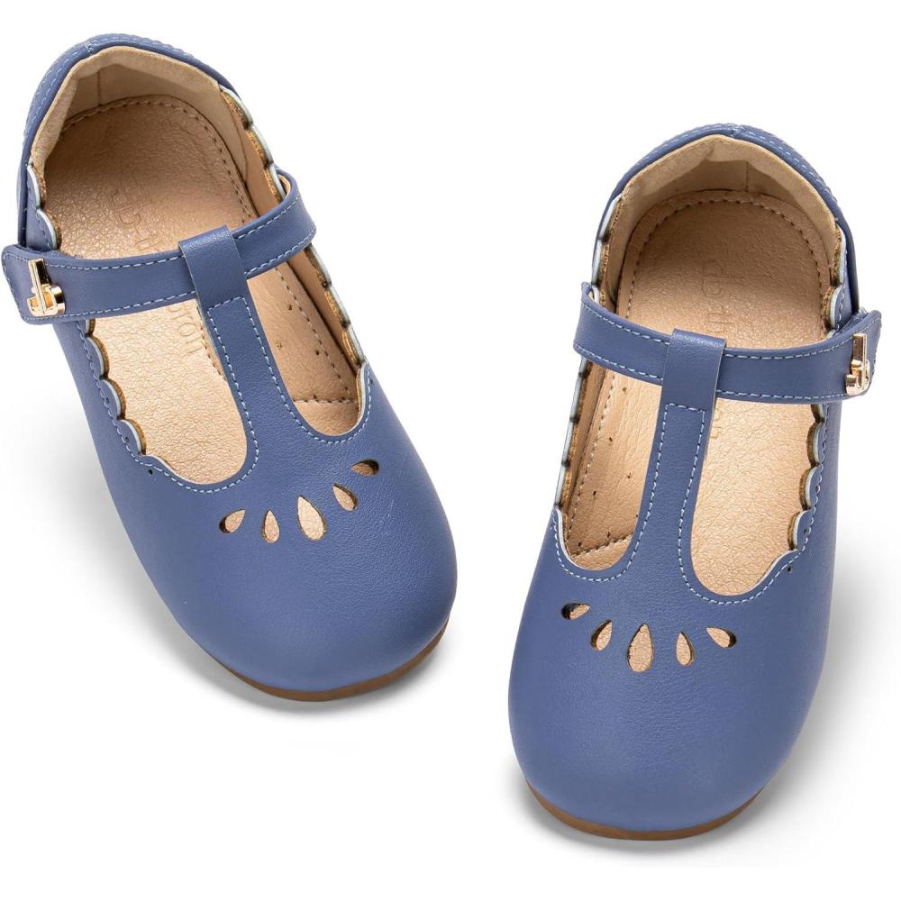 imageTHEE BRON Girls TStrap Shoes  Square Toe for Wide Feet  Party ampamp Dress Toddler KidAf560cornflower Blue