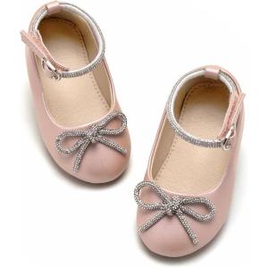 Girls Mary Jane Ballet Flats Easy On Strap Dress Shoes for Party Wedding(Af336-blush Pink)