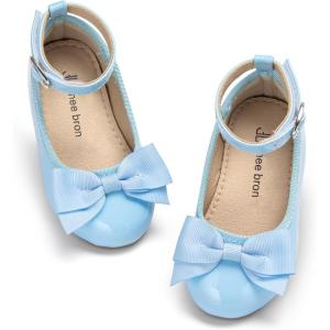 Girls Mary Jane Ballet Flats Easy On Strap Dress Shoes for Party Wedding(Af342-sky Blue)