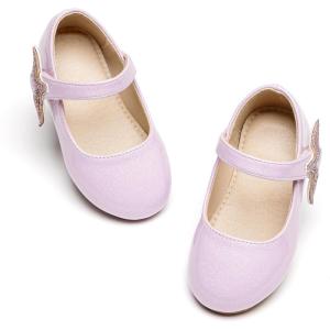 Girls Mary Jane Ballet Flats Easy On Strap Dress Shoes for Party Wedding(Af422-lavender Purple)