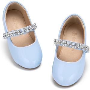 Girls Mary Jane Ballet Flats Easy On Strap Dress Shoes for Party Wedding(Af508-celestial Blue)